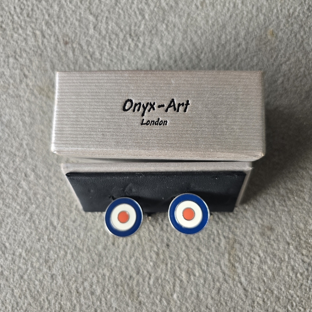 Onyx-Art London RAF Roundel rhodium-plated cufflinks